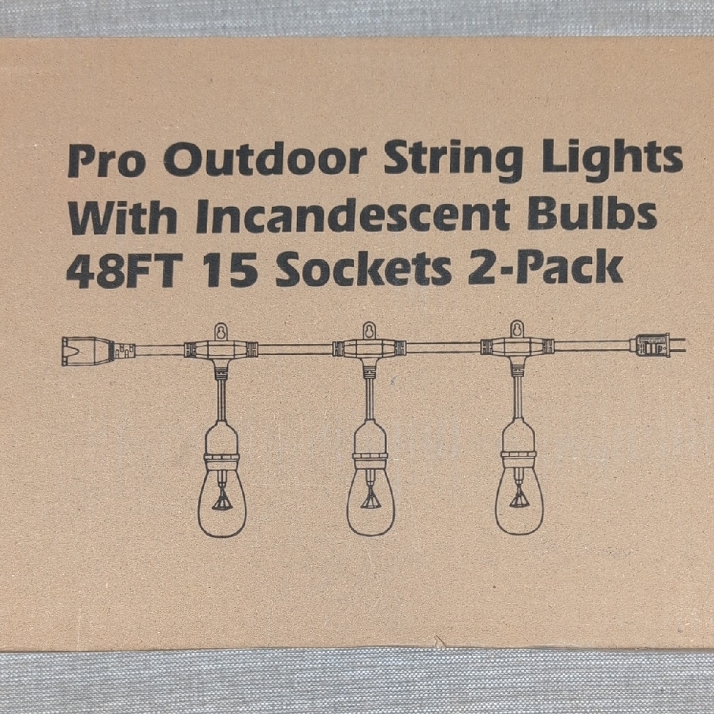 Pro Outdoor String Lights with Incandescent Bulbs - Black